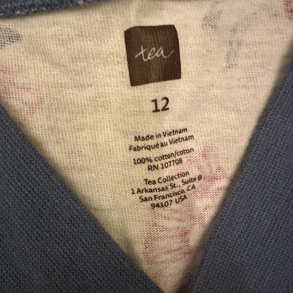 Tea Collection Wrap Front Taiyo Dress Girls 12 Long Sleeve Oatmeal Floral - Picture 6 of 13